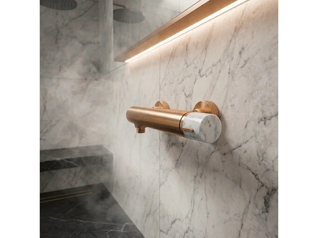 Manopola mitigeur douche mécanique cuivre brossé marbre - Essebagno