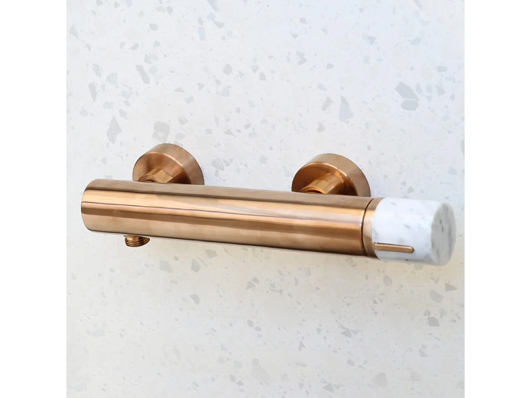 Manopola mitigeur douche mécanique cuivre brossé marbre - Essebagno