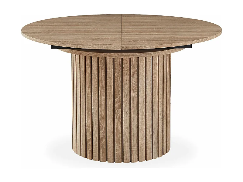Table ronde extensible pied central style colonne Burkina 120-160cm Bois Sonoma