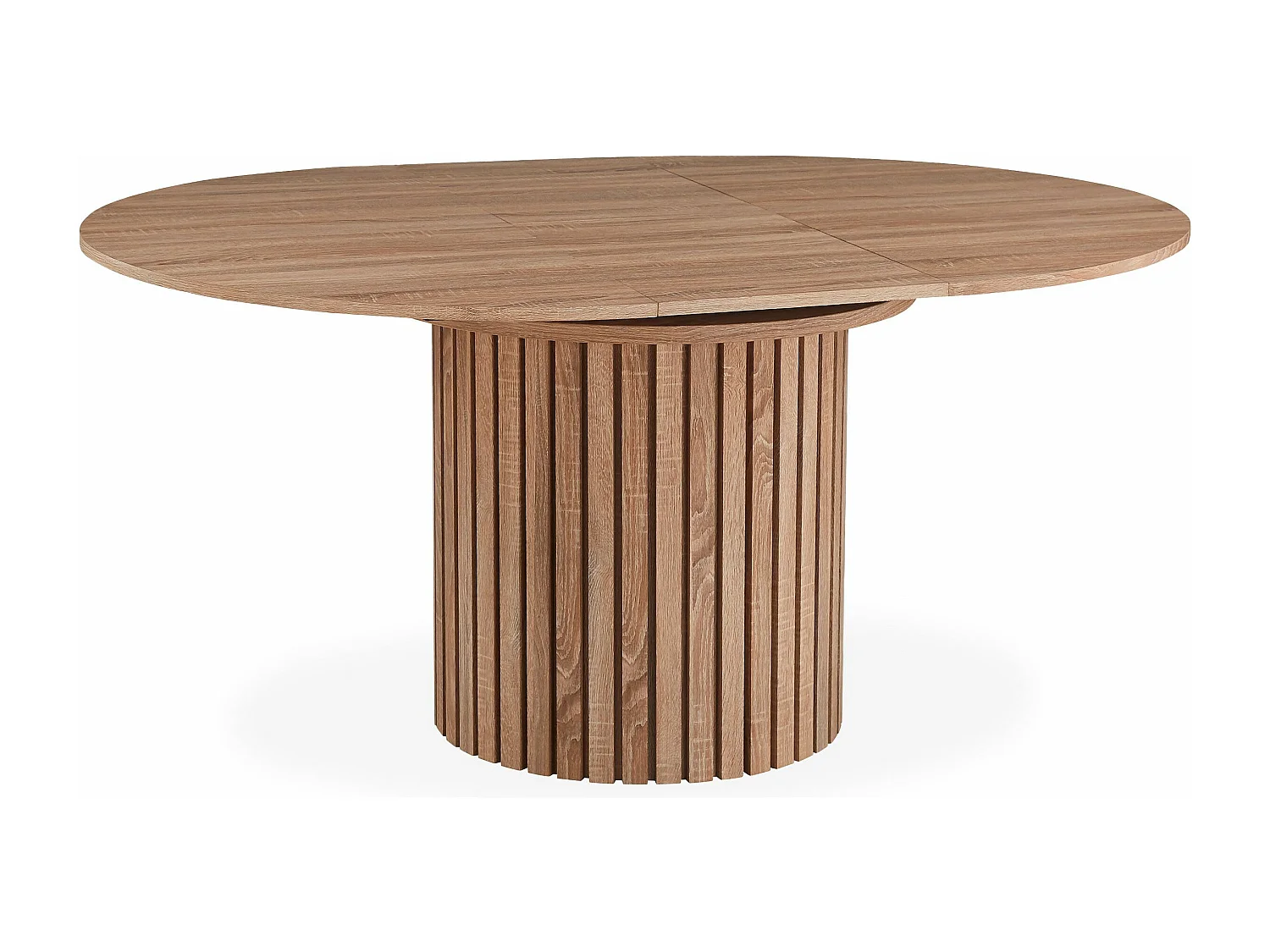 Table ronde extensible pied central style colonne Burkina 120-160cm Bois Sonoma