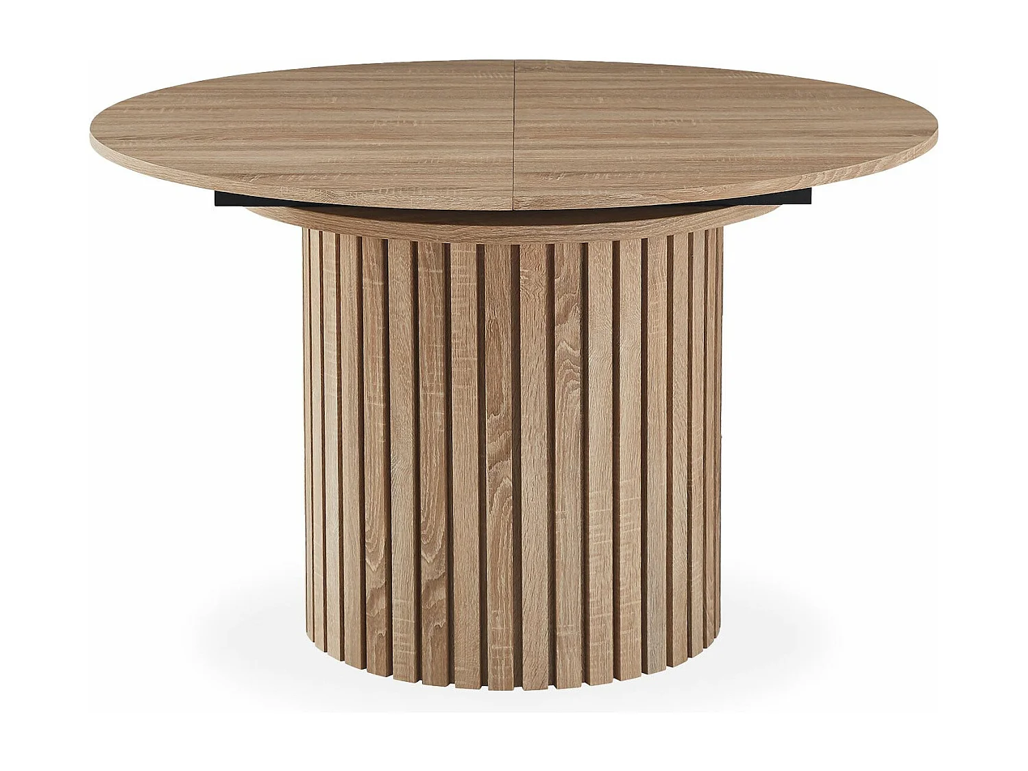 Table ronde extensible pied central style colonne Burkina 120-160cm Bois Sonoma