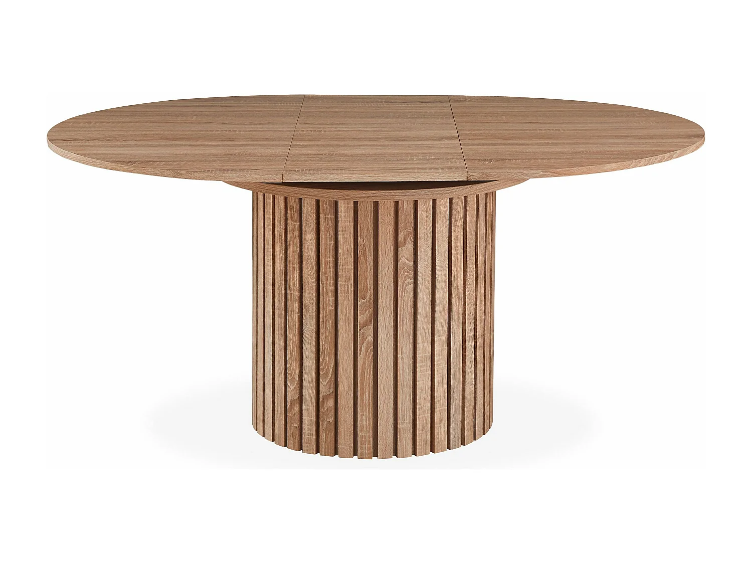 Table ronde extensible pied central style colonne Burkina 120-160cm Bois Sonoma