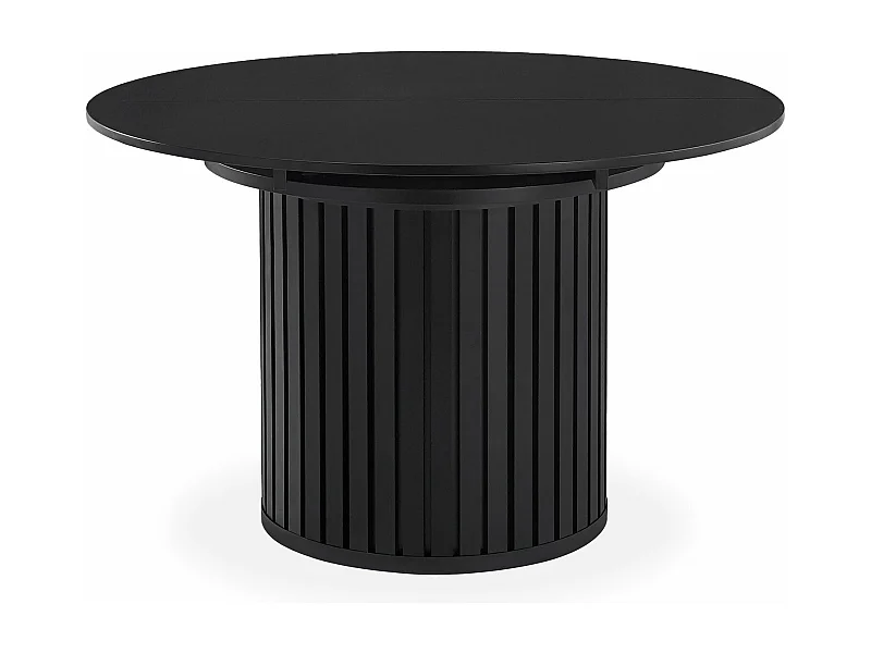 Table ronde extensible pied central style colonne Burkina 120-160cm Noir