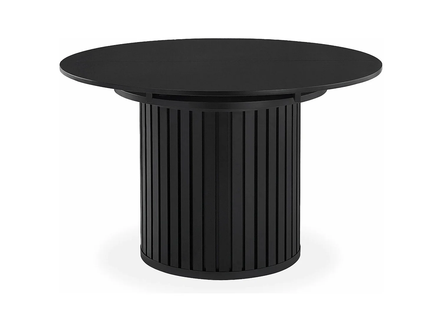Tavolo rotondo allungabile Burkina 120-160cm con gamba a colonna centrale - Nero