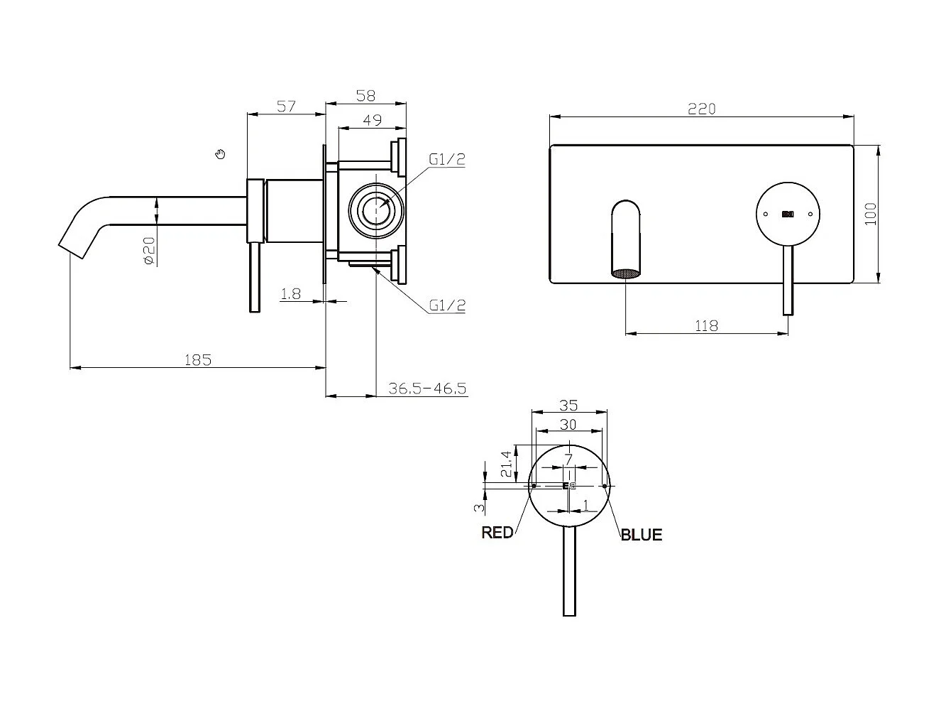 Envol mitigeur encastré lavabo cuivre brossé - Essebagno