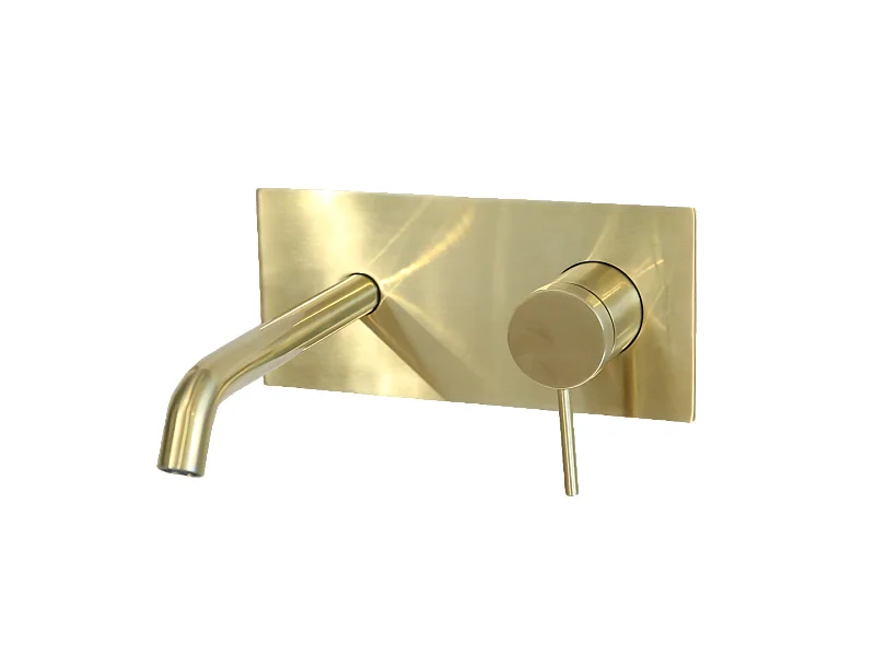 Misturadora de lavatório de encastrar Envol em ouro escovado Essebagno