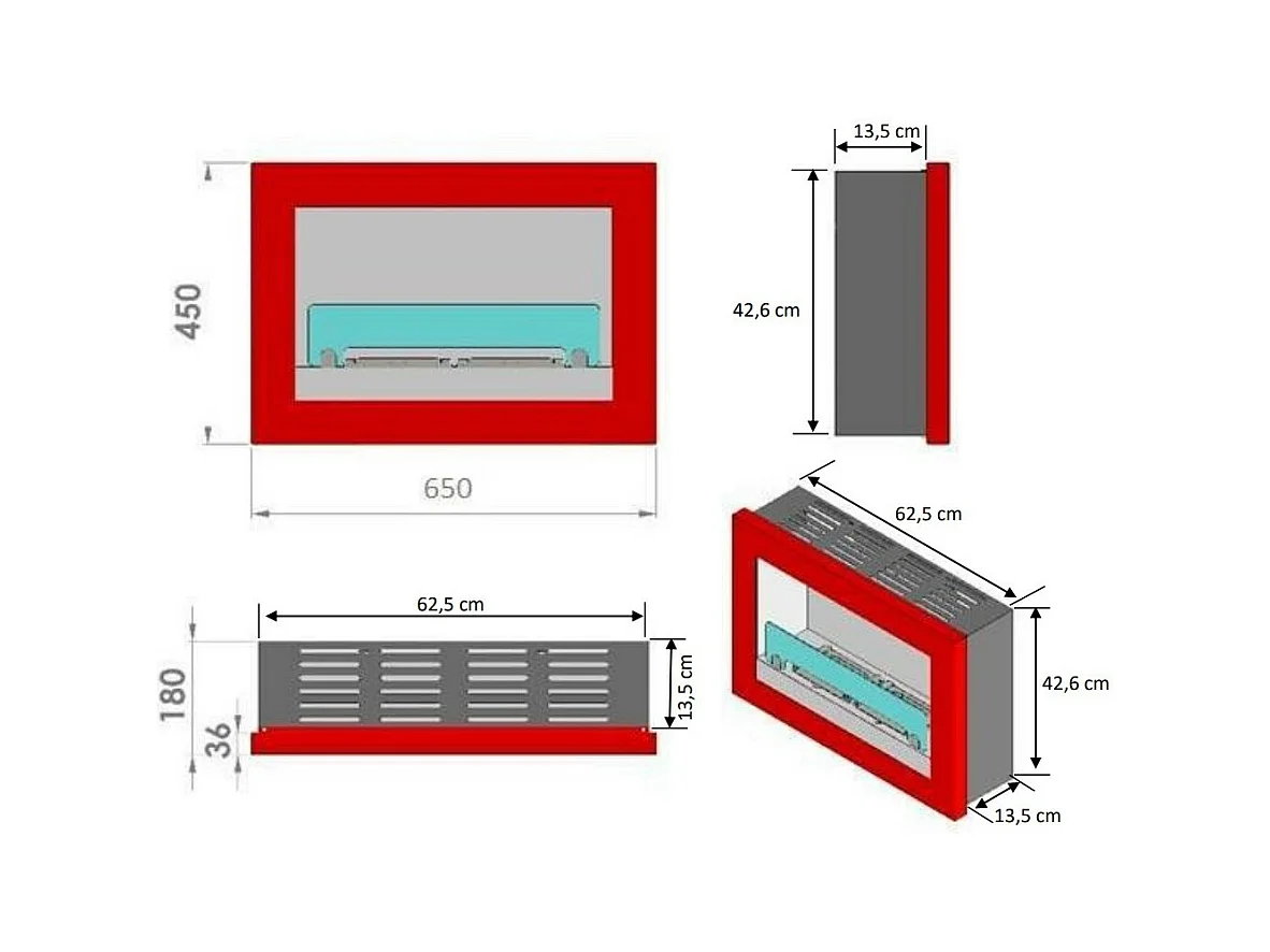 Chéminée bio-éthanol TREVISO 2.5 kw en plusieurs couleurs - Couleur: Noir