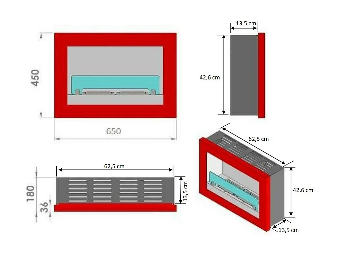 Chéminée bio-éthanol TREVISO 2.5 kw en plusieurs couleurs - Couleur: Noir