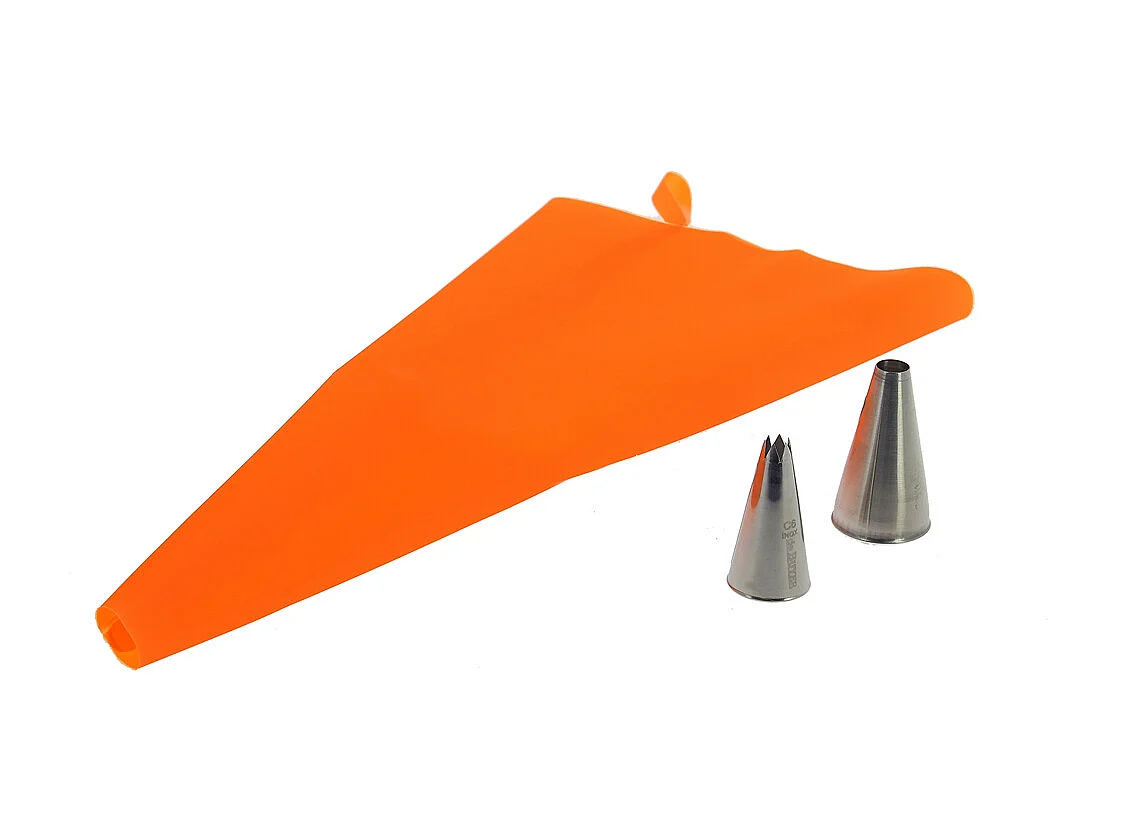 Poche à pâtisserie en silicone et 2 douilles inox