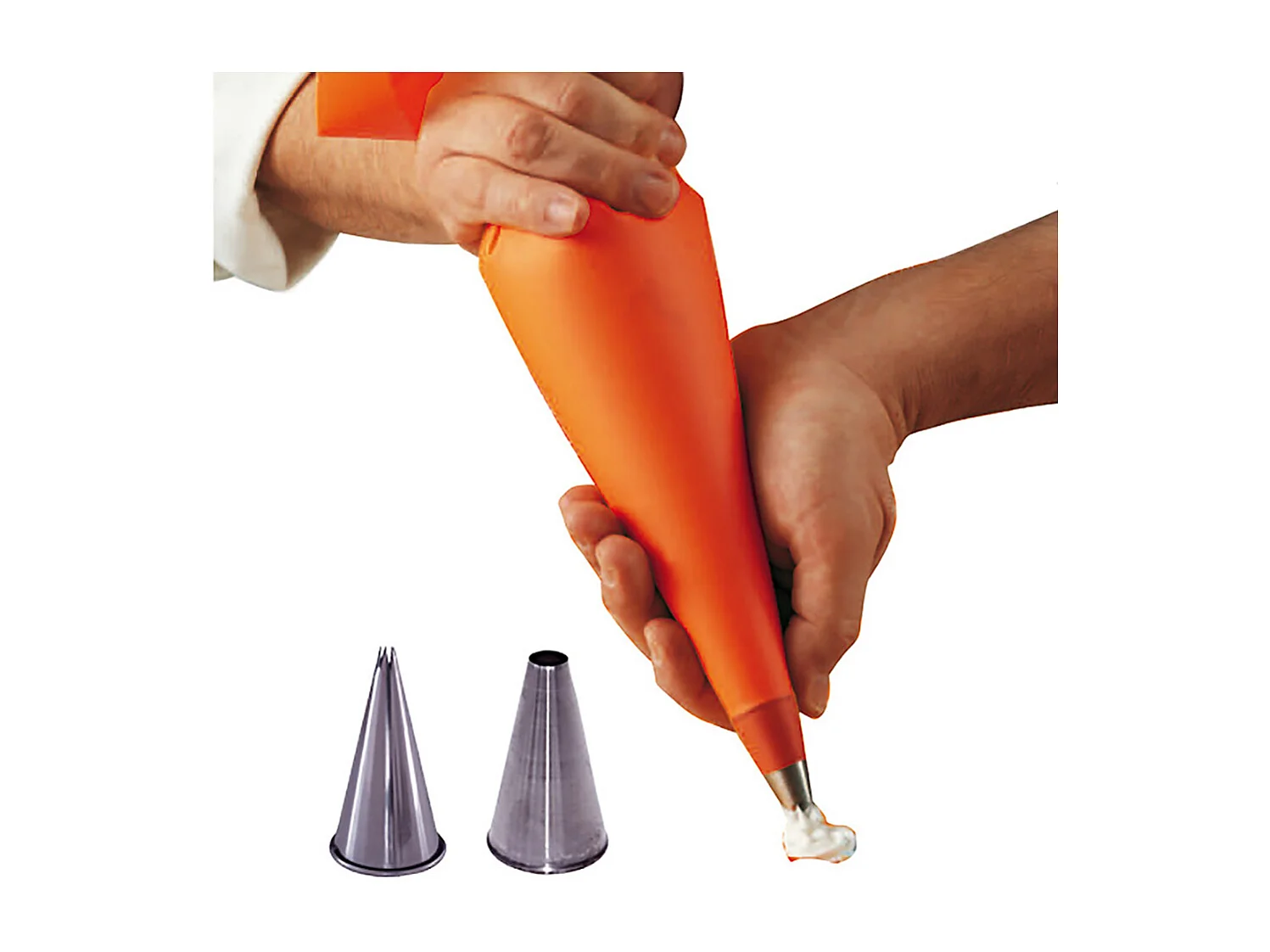 Poche à pâtisserie en silicone et 2 douilles inox