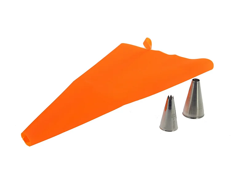 Poche à pâtisserie en silicone et 2 douilles inox