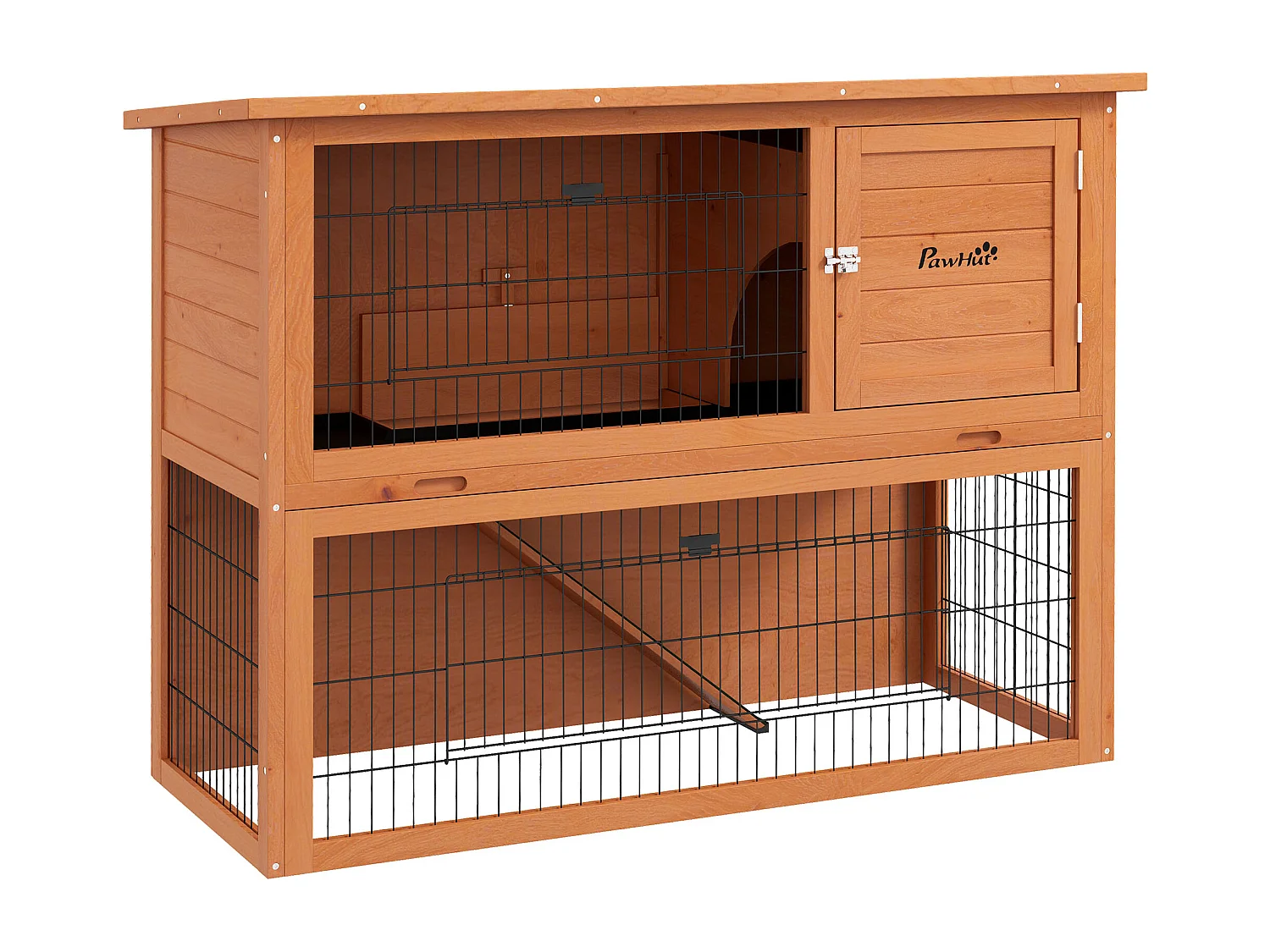 Clapier à lapin cage à lapin 2 étages 3 portes verrouillables bois pré-huilé