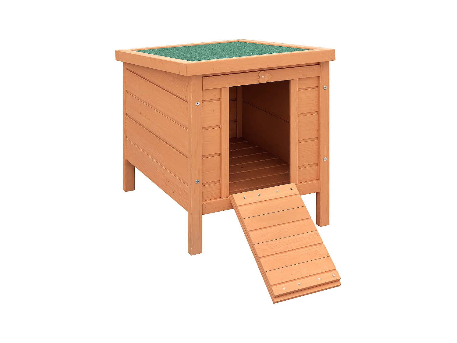 Clapier de sol niche enclos pour lapin porte rampe verrouillable 2 en 1 toit ouvrant bitumé bois sapin pré-huilé
