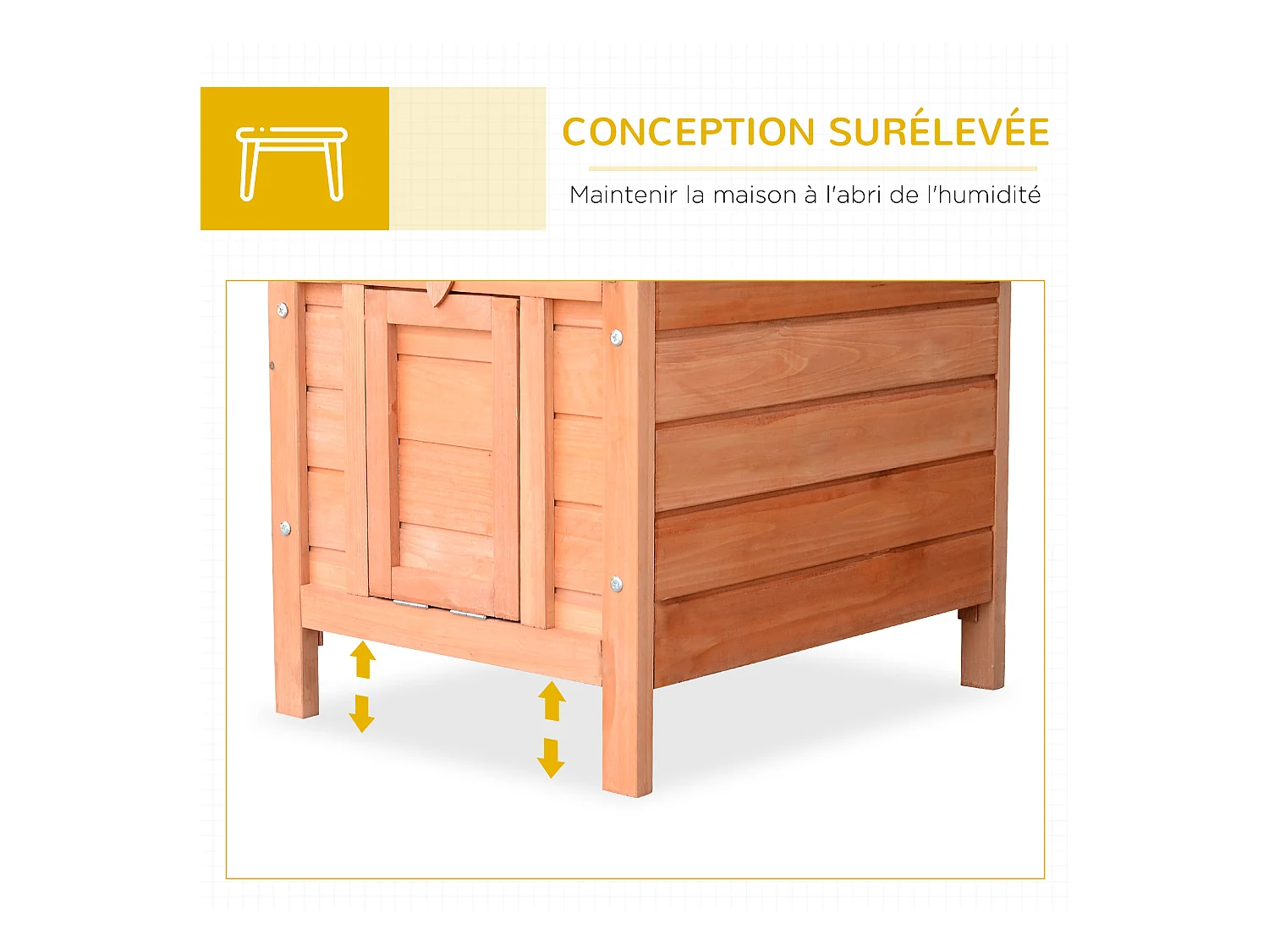 Clapier de sol niche enclos pour lapin porte rampe verrouillable 2 en 1 toit ouvrant bitumé bois sapin pré-huilé