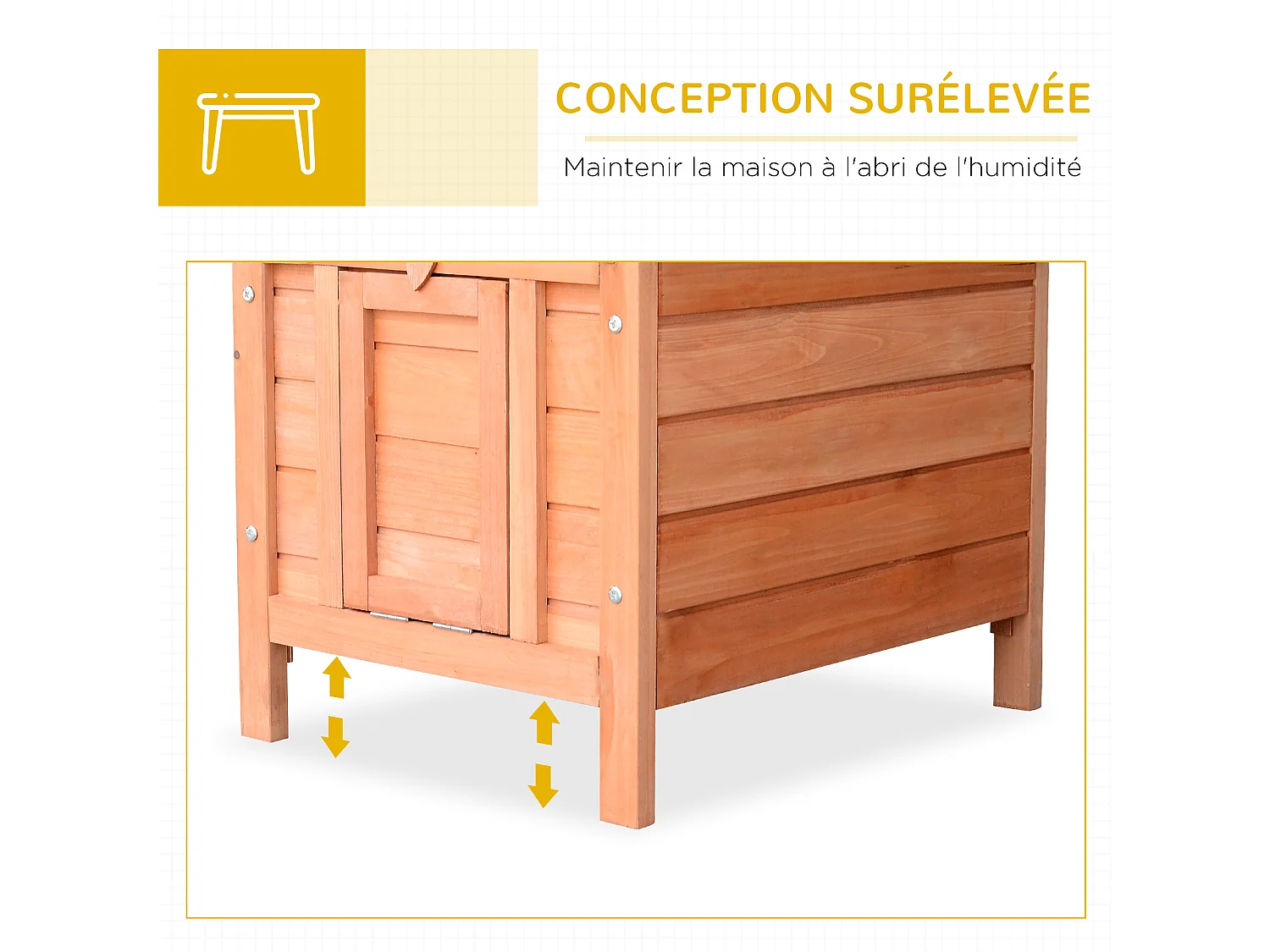 Clapier de sol niche enclos pour lapin porte rampe verrouillable 2 en 1 toit ouvrant bitumé bois sapin pré-huilé