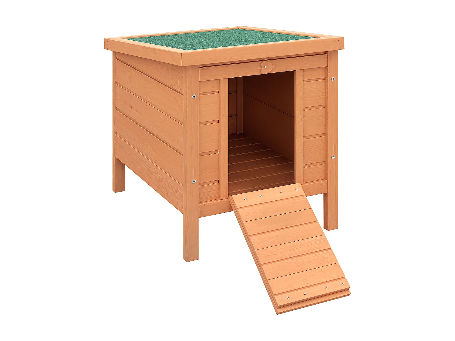 Clapier de sol niche enclos pour lapin porte rampe verrouillable 2 en 1 toit ouvrant bitumé bois sapin pré-huilé