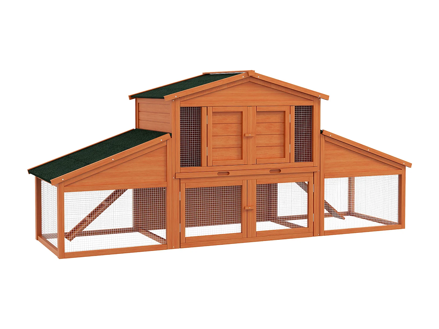 Clapier cage à lapins rongeurs XXL 2 étages 2 enclos tiroir déjection bois sapin pré-huilé