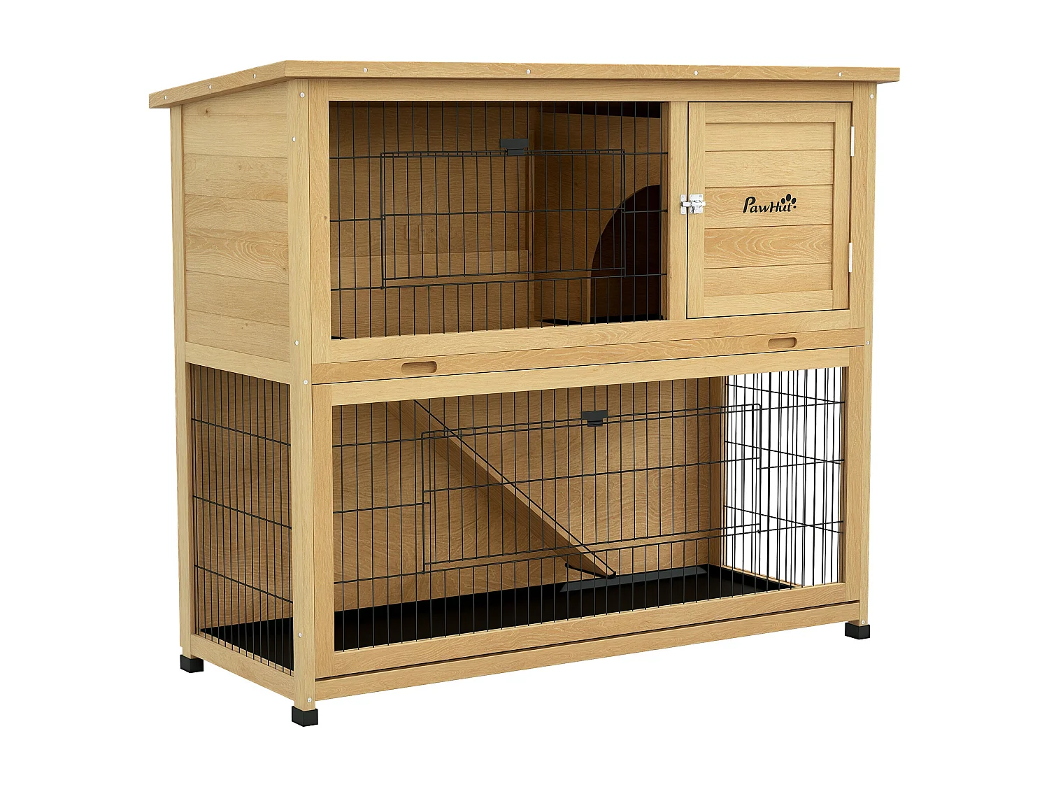 Clapier à lapin 2 étages 3 portes verrouillables bois pré-huilé