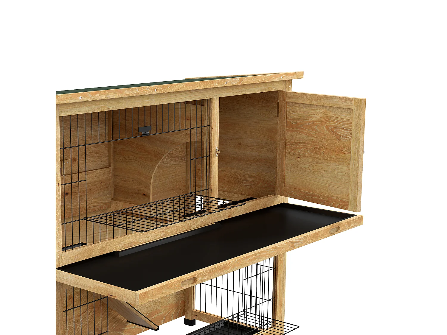 Clapier à lapin 2 étages 3 portes verrouillables bois pré-huilé