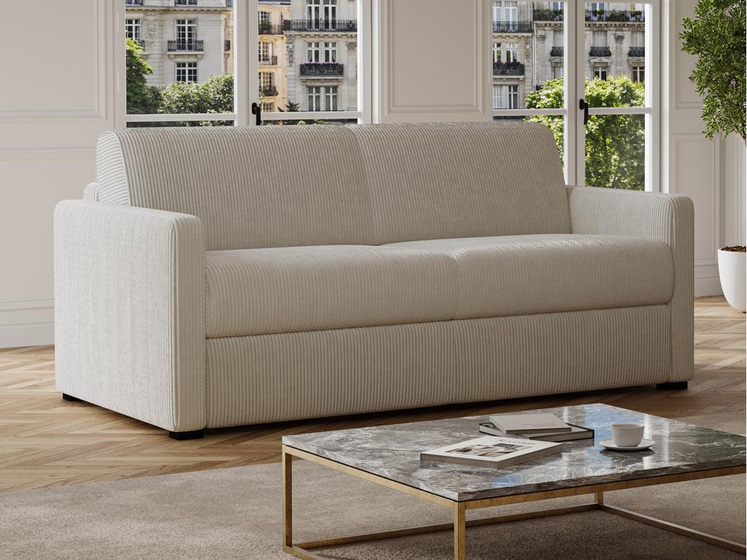 Schlafsofa mit Matratze 3-Sitzer - Cord - Beige - TOMAKA