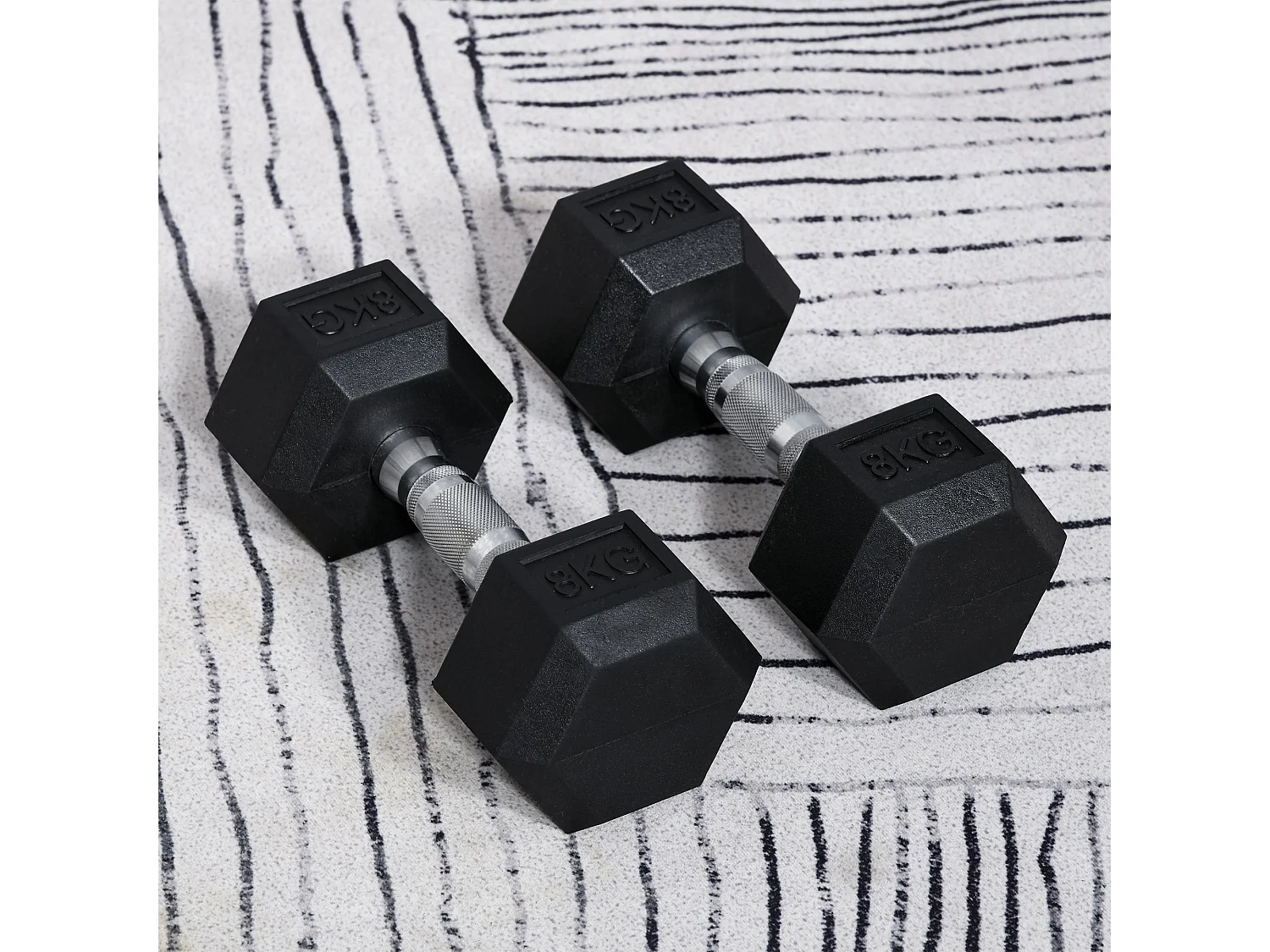 Ensemble d'haltères courtes total 16 Kg - entraînement musculaire & haltérophilie - acier caoutchouc noir