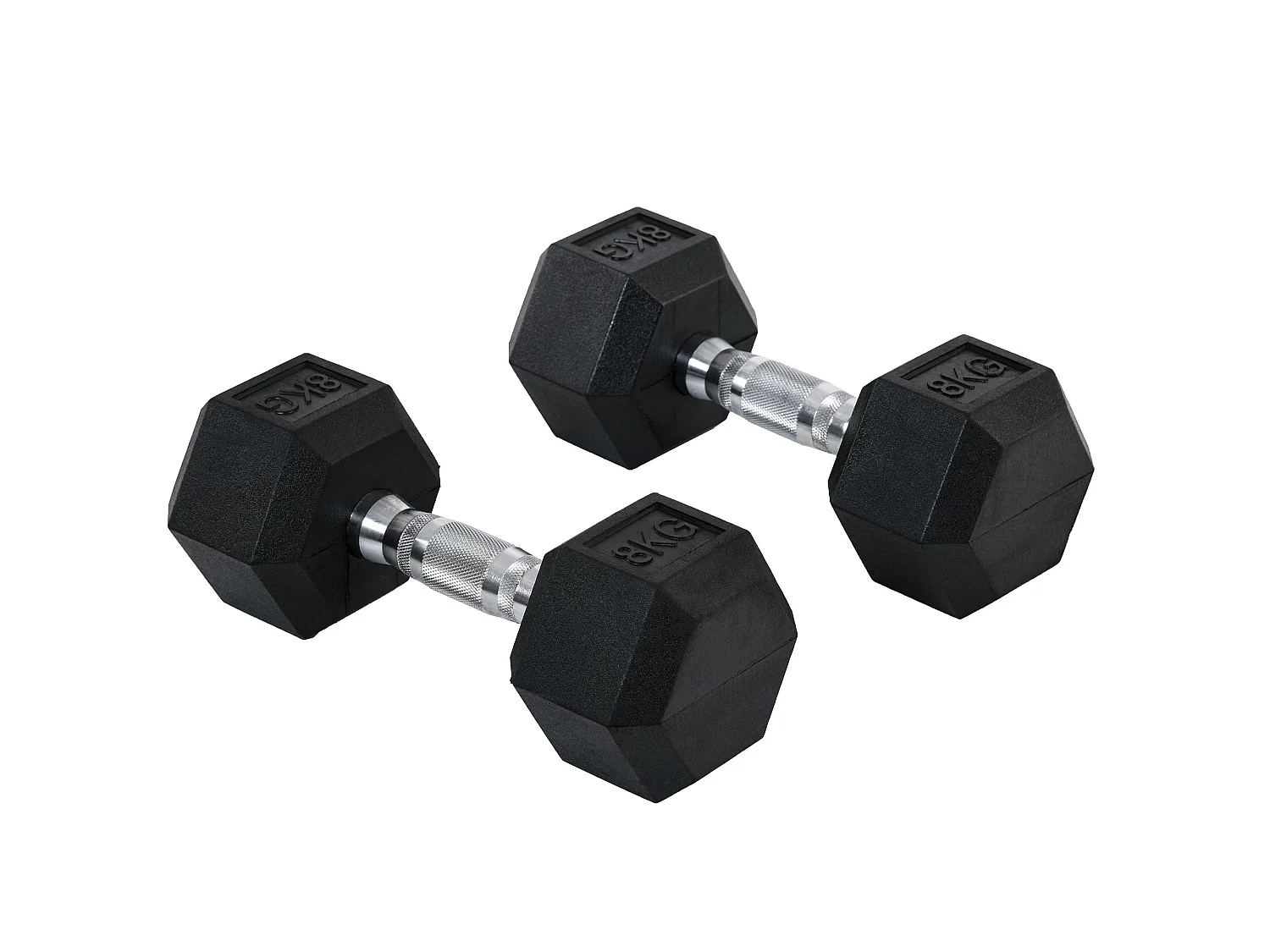 Ensemble d'haltères courtes total 16 Kg - entraînement musculaire & haltérophilie - acier caoutchouc noir