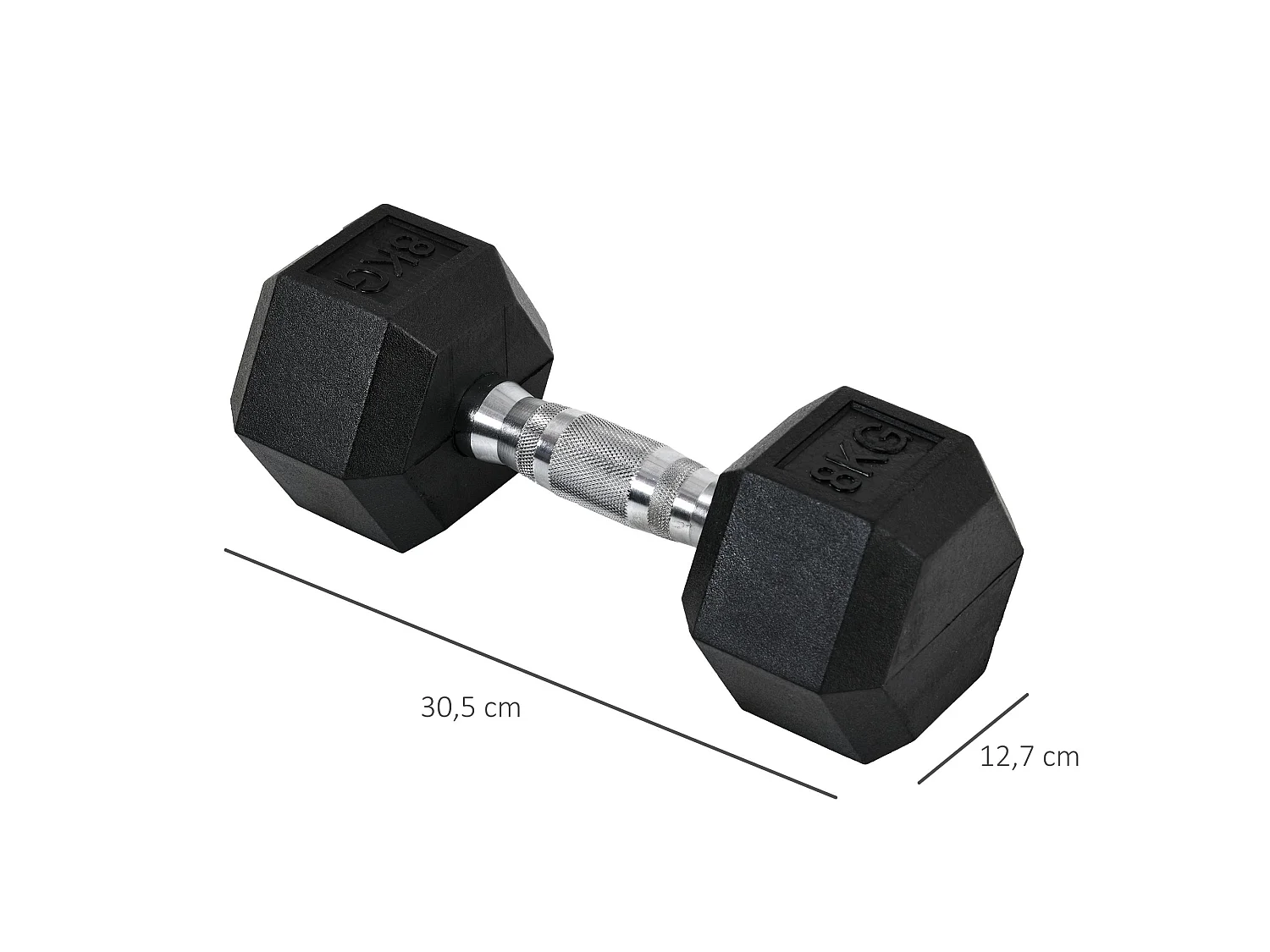 Ensemble d'haltères courtes total 16 Kg - entraînement musculaire & haltérophilie - acier caoutchouc noir