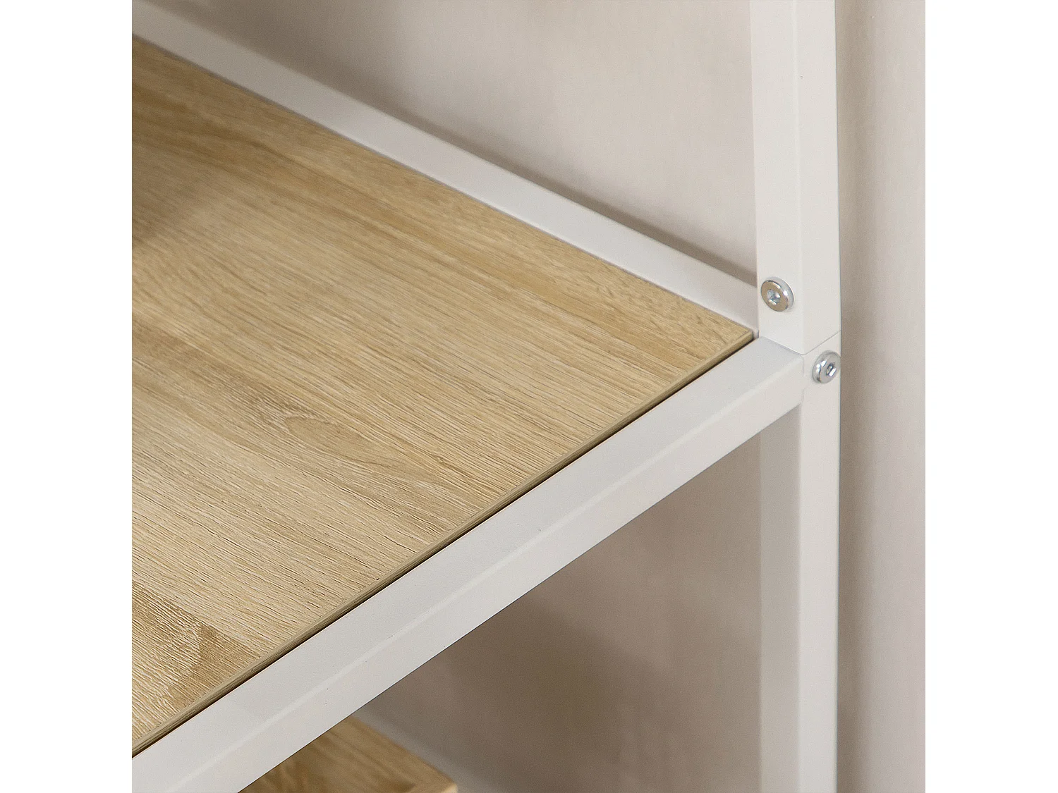 Bibliothèque étagère de rangement à 7 niveaux style industriel acier bois clair