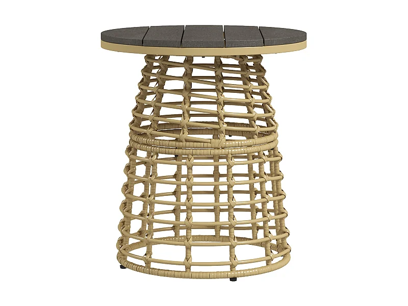 Table basse de jardin table d'appoint extérieur résine aspect rotin métal