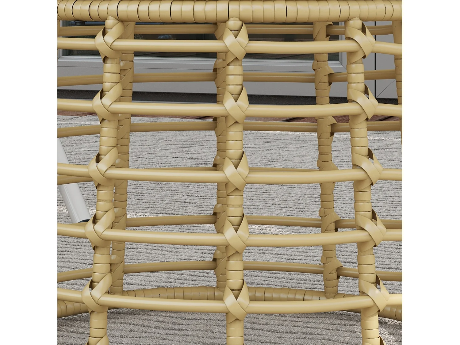 Table basse de jardin table d'appoint extérieur résine aspect rotin métal