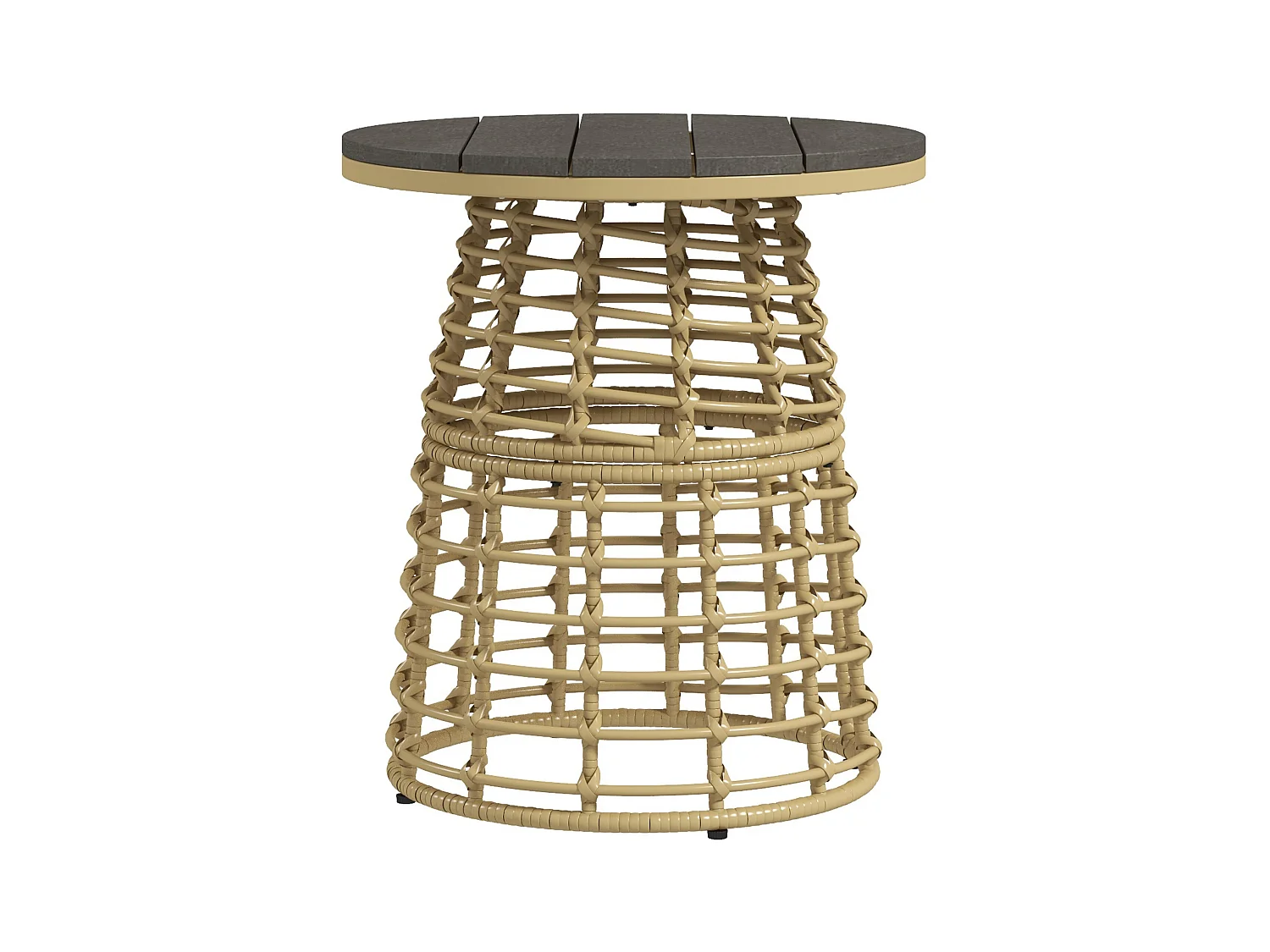 Table basse de jardin table d'appoint extérieur résine aspect rotin métal