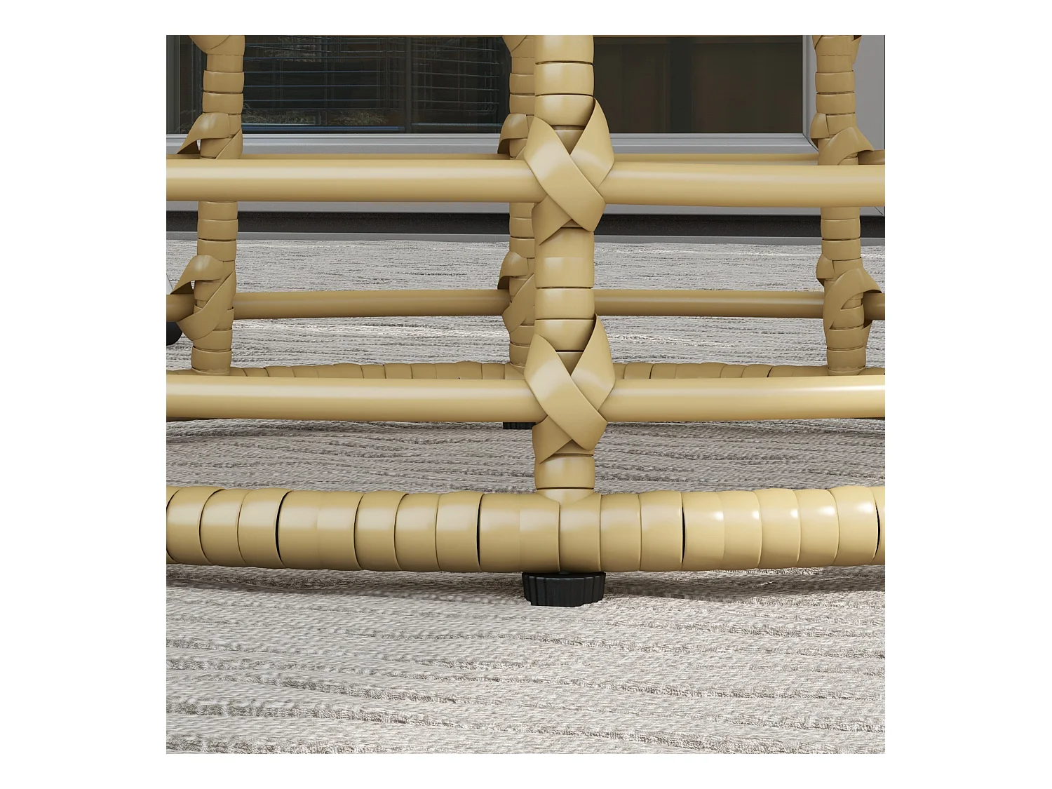 Table basse de jardin table d'appoint extérieur résine aspect rotin métal