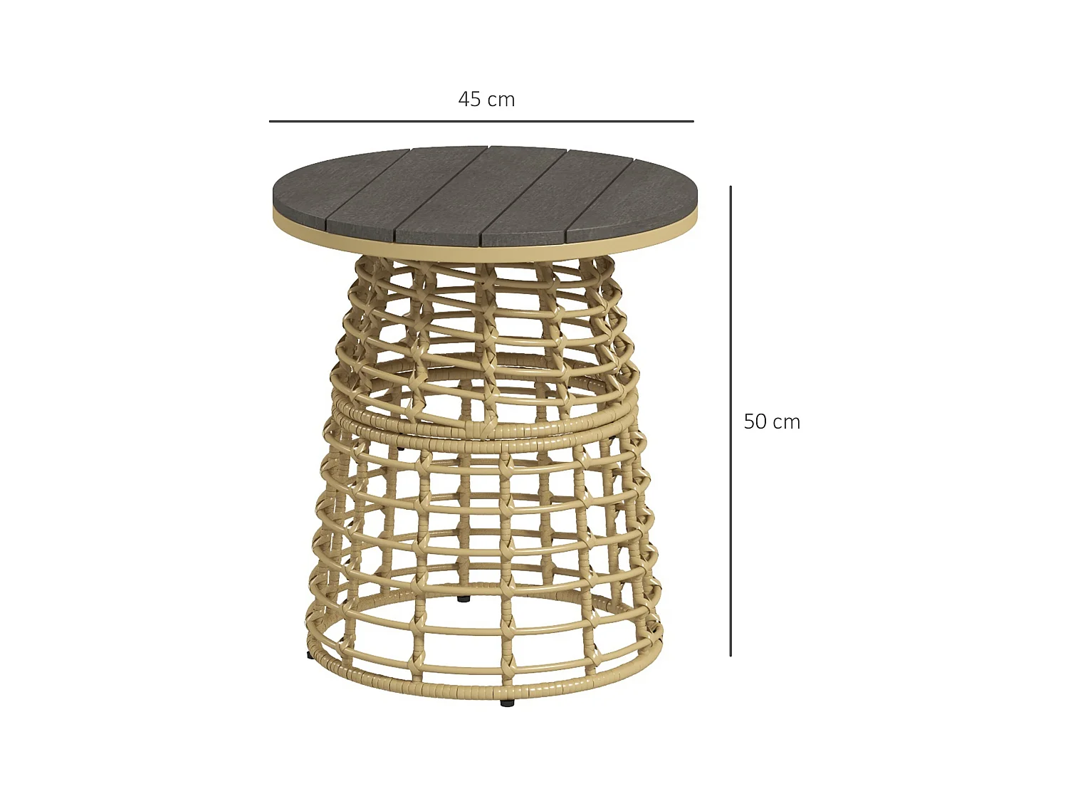 Table basse de jardin table d'appoint extérieur résine aspect rotin métal
