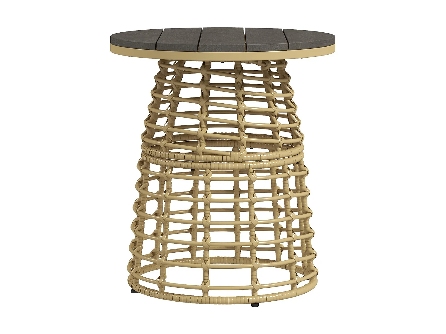 Table basse de jardin table d'appoint extérieur résine aspect rotin métal