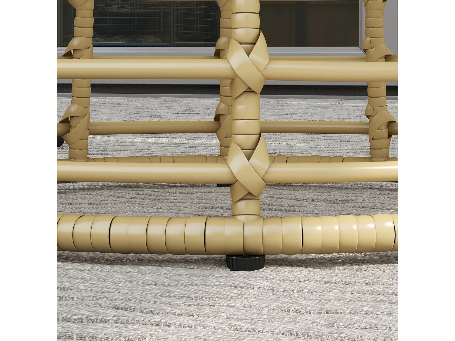 Table basse de jardin table d'appoint extérieur résine aspect rotin métal