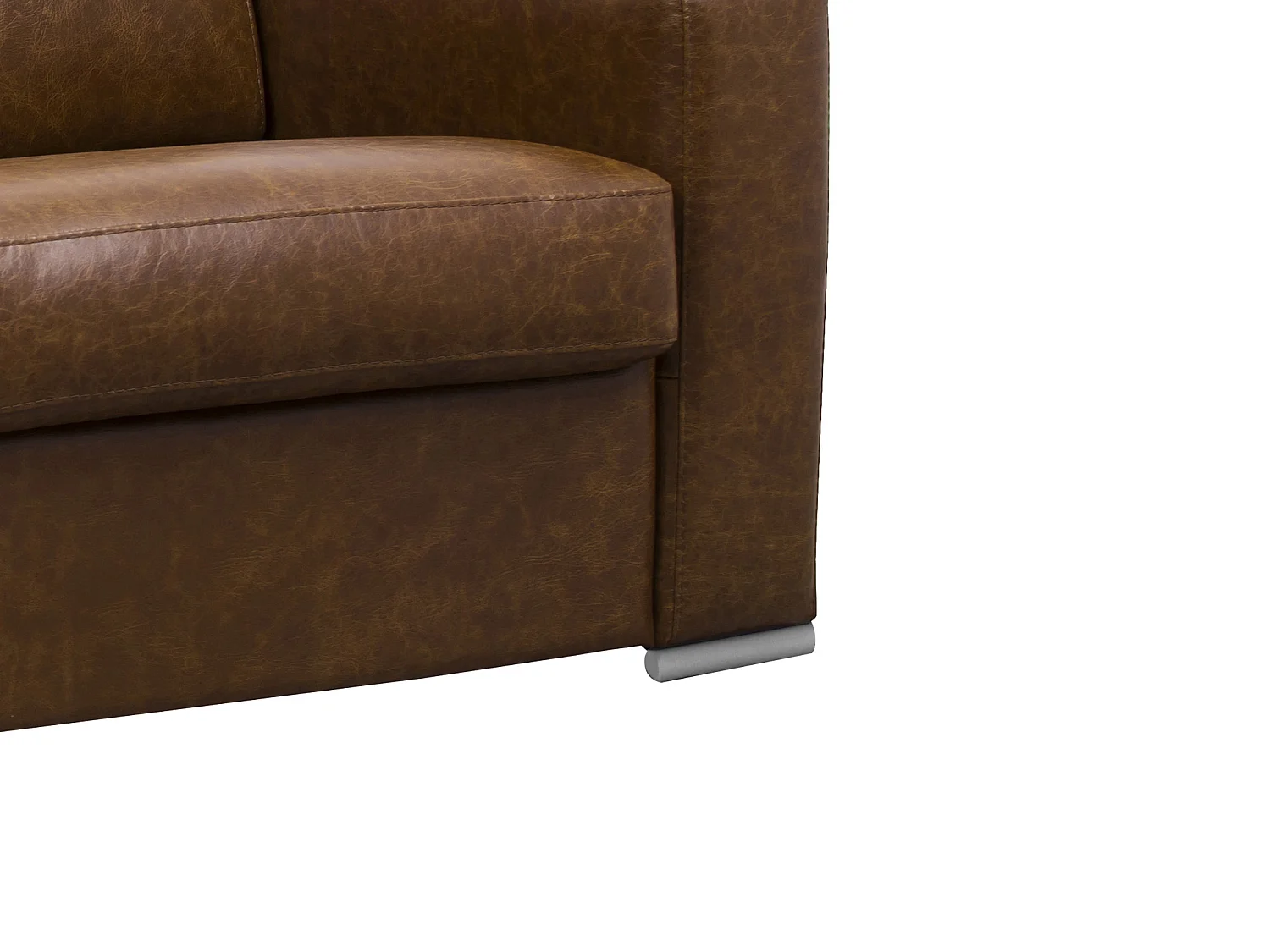 Bäddsoffa 4-sits med bäddmadrass i 100% äkta buffelläder i vintagekaramell 20 cm madrass - DELECTEA II