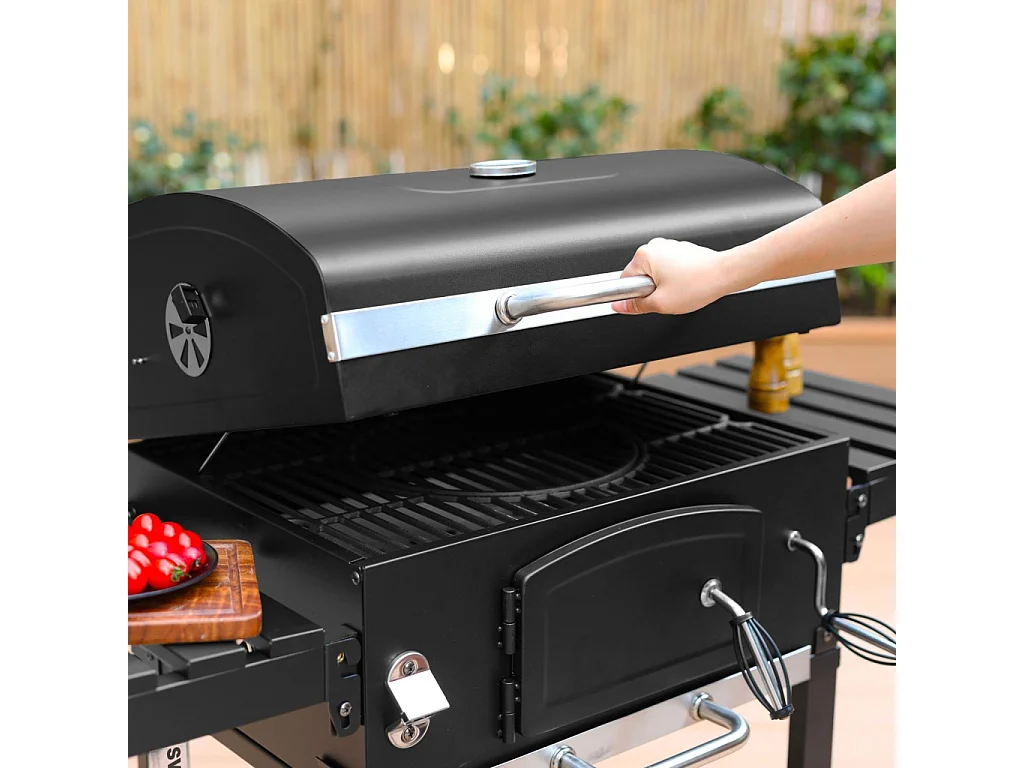 Barbecue a carbonella grill + affumicatore, nero