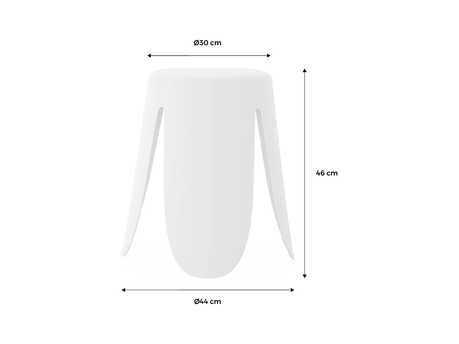 Taburete apilable con asiento texturado, set de 2 blanco