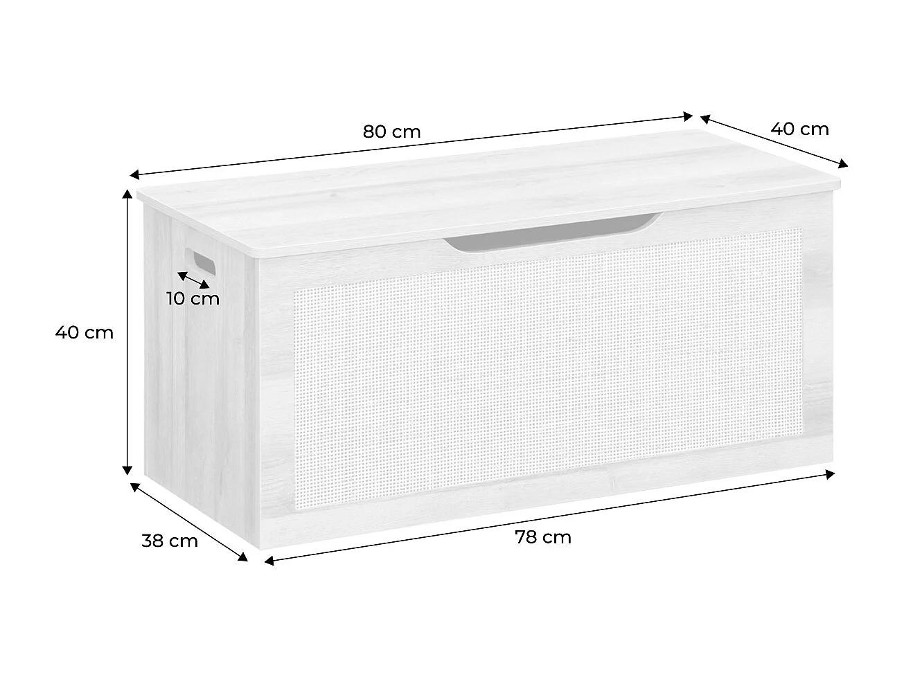 Coffre à jouets cannage. couvercle. poignées latérales pour chambre enfant
