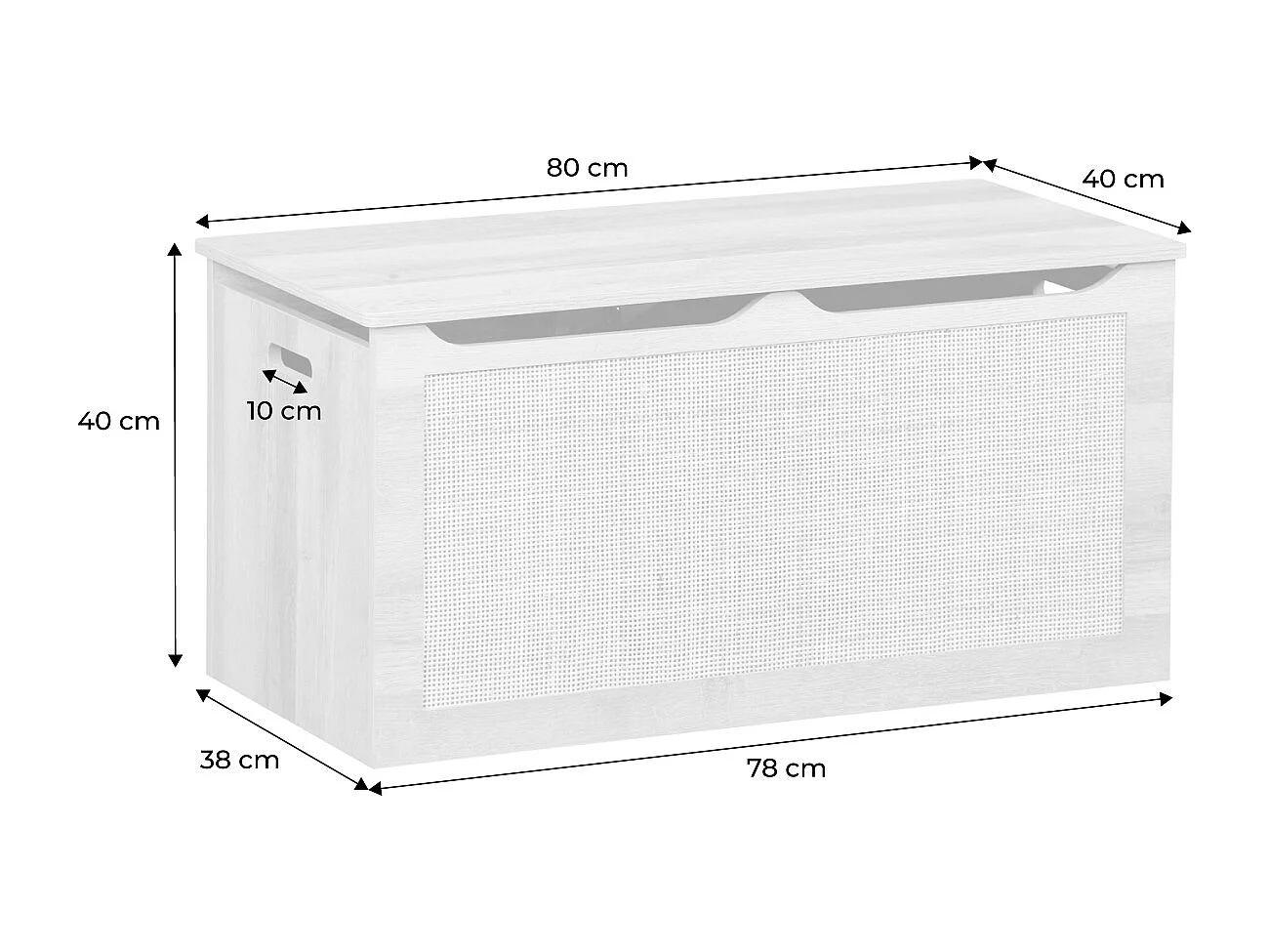 Coffre à jouets cannage. couvercle. poignées latérales pour chambre enfant
