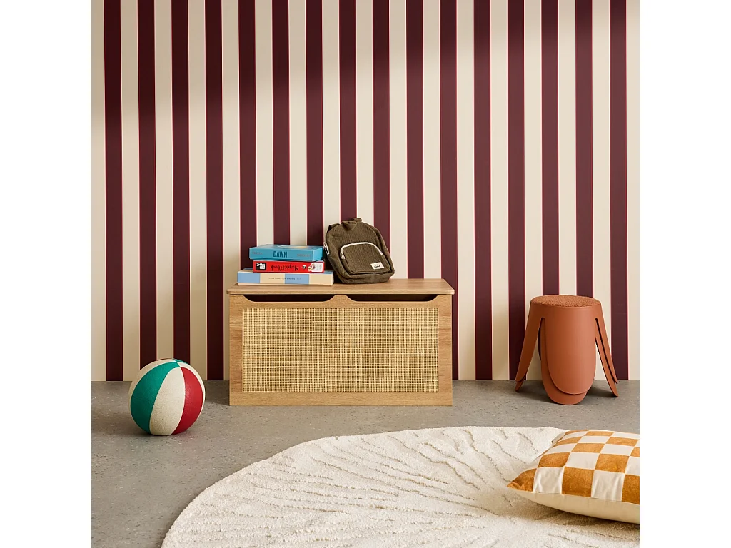 Scatola per giocattoli in legno per bambini, marrone naturale