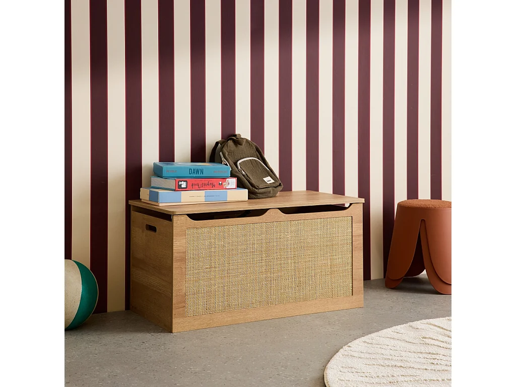 Scatola per giocattoli in legno per bambini, marrone naturale