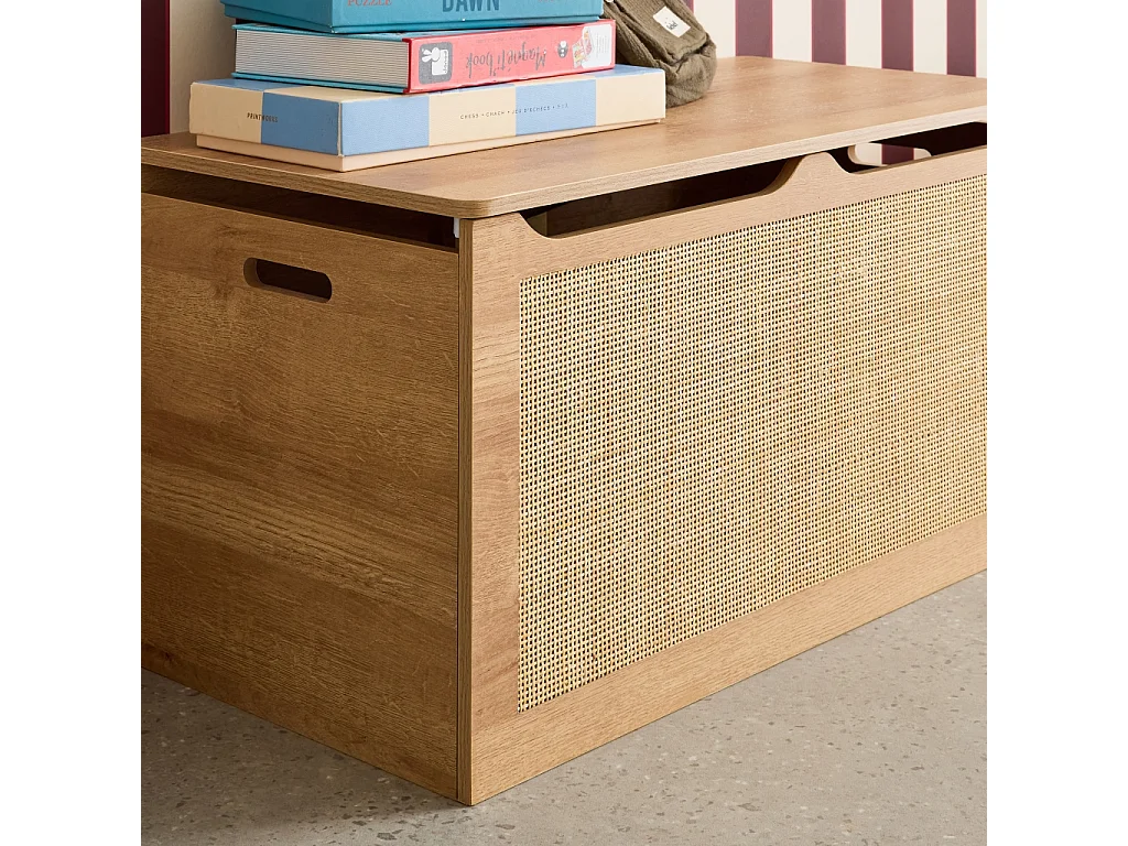 Scatola per giocattoli in legno per bambini, marrone naturale