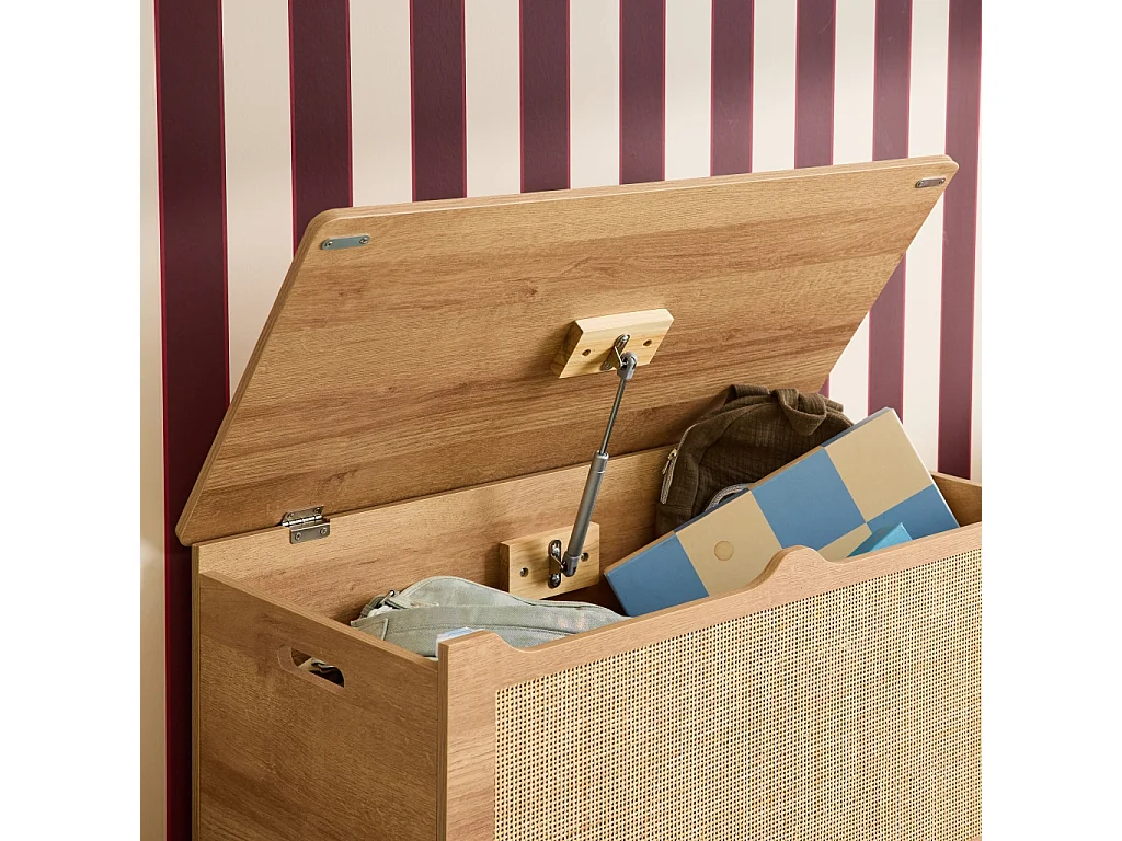 Scatola per giocattoli in legno per bambini, marrone naturale