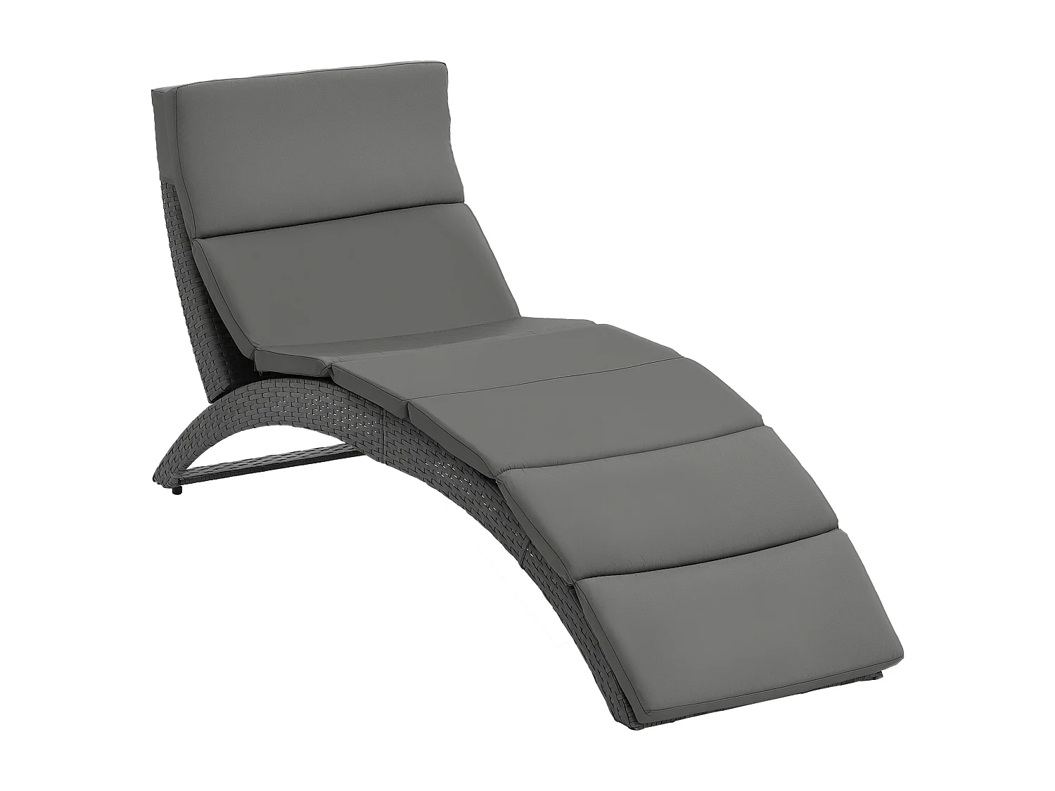 Bain de soleil design contemporain - matelas grand confort inclus - résine tressée gris