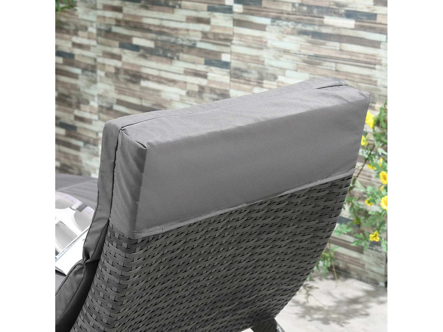 Bain de soleil design contemporain - matelas grand confort inclus - résine tressée gris