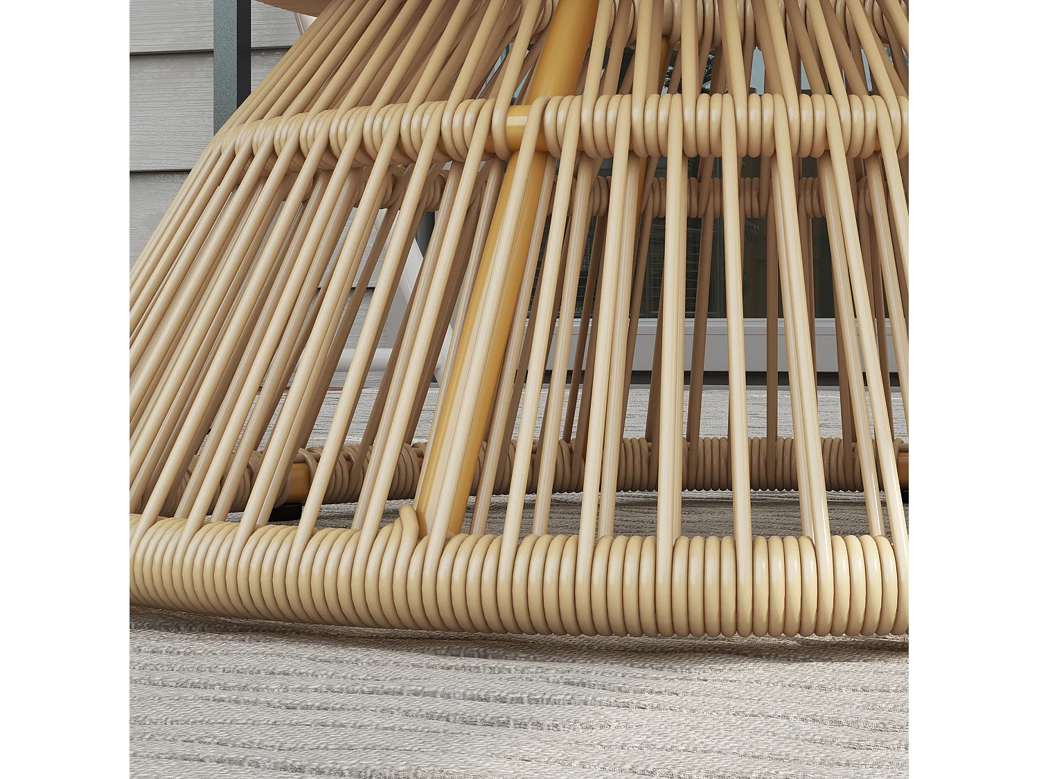 Table basse de jardin ronde résine aspect rotin plateau verre