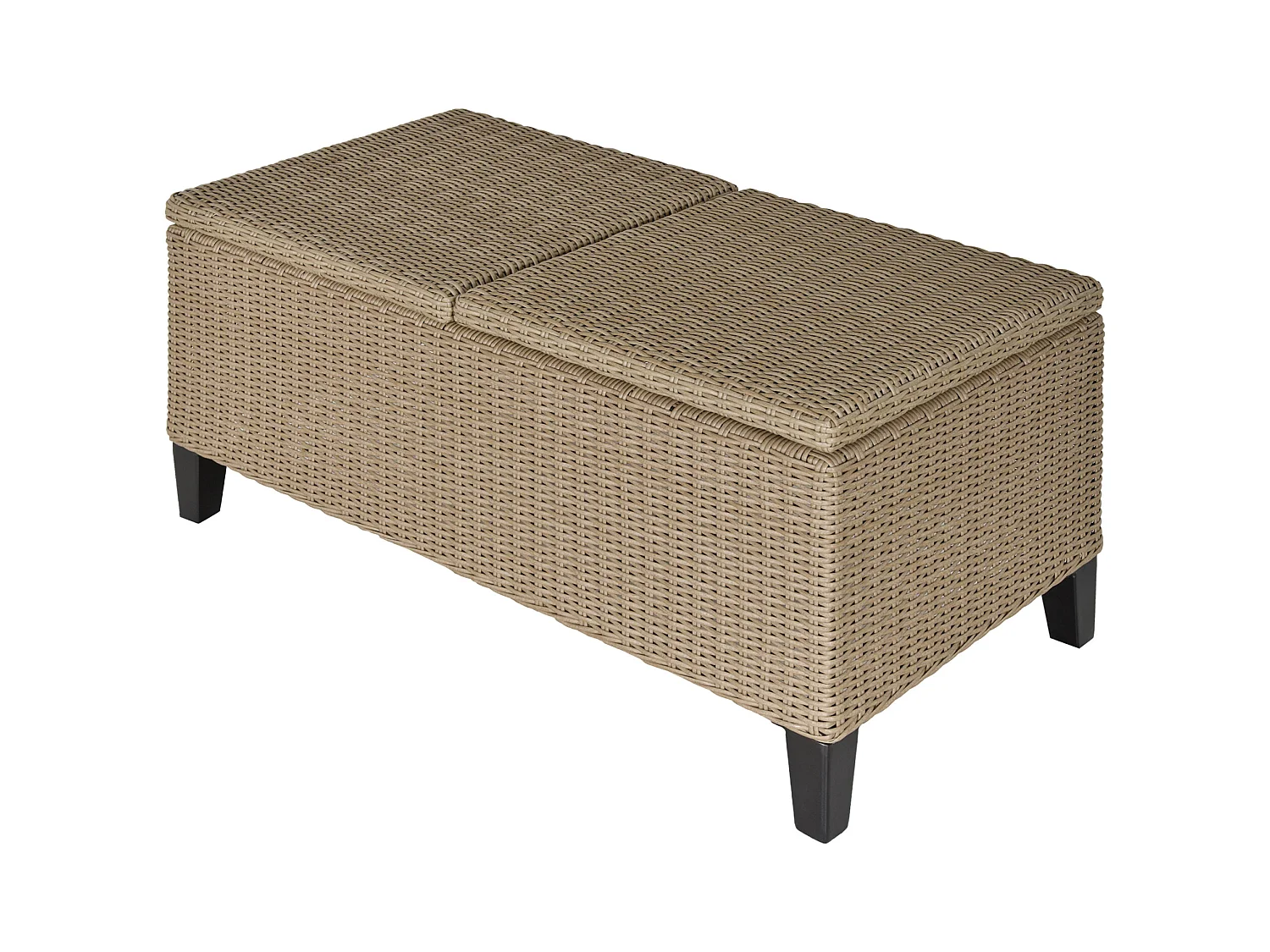 Table basse de jardin style cosy chic - table basse relevable - métal époxy résine tressée imitation rotin beige