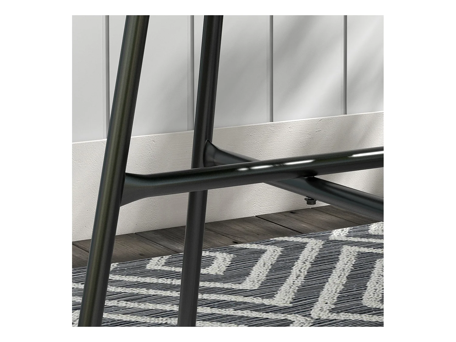 Table basse ronde de jardin en résine aspect rotin métal et plateau verre trempé Ø 50 x 50H cm bleu