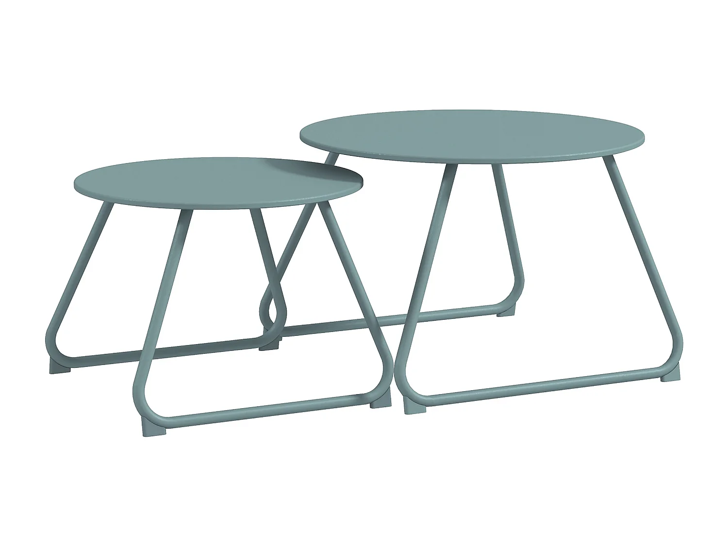 Lot de 2 tables basses gigognes de jardin métal époxy bleu
